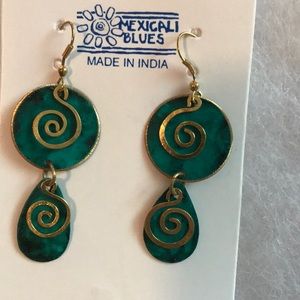 Boho Blue Shell Gold Filigree